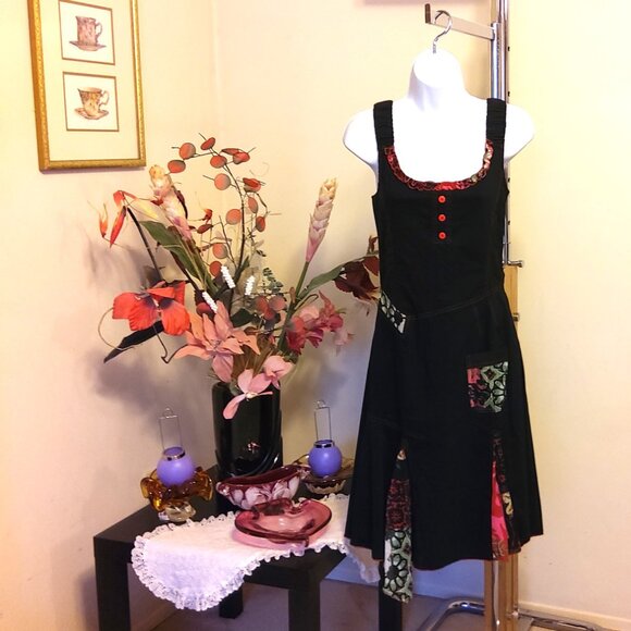 NWT DOLCEZZA Women's Unique Designed Quality Black Summer Dress  Size S 6 - Picture 2 of 9